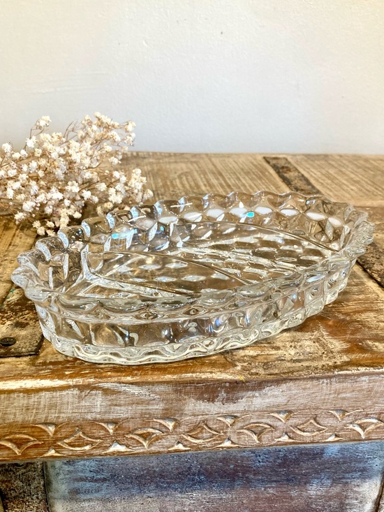 Fostoria Other - Fostoria American Glass 3 Part Relish Dish Scalloped Edges